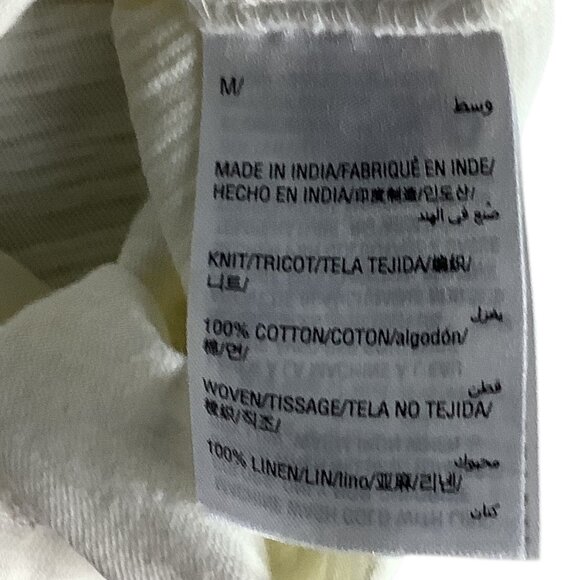 Charter Club Women’s White Linen Button Front Tie Hem Shirt Size M Collarless - Picture 5 of 16